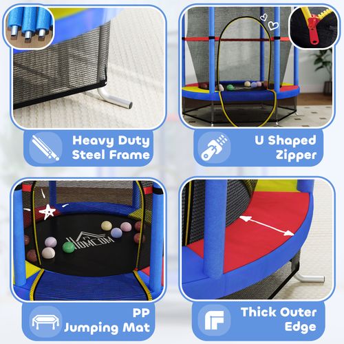Kids Trampoline Mini Bouncer w/ Enclosure Net for 3-6 Years