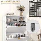 Shoe Storage Cabinet - 2 Flip Drawers - 12 Pairs Capacity - Dust-Free & Durable