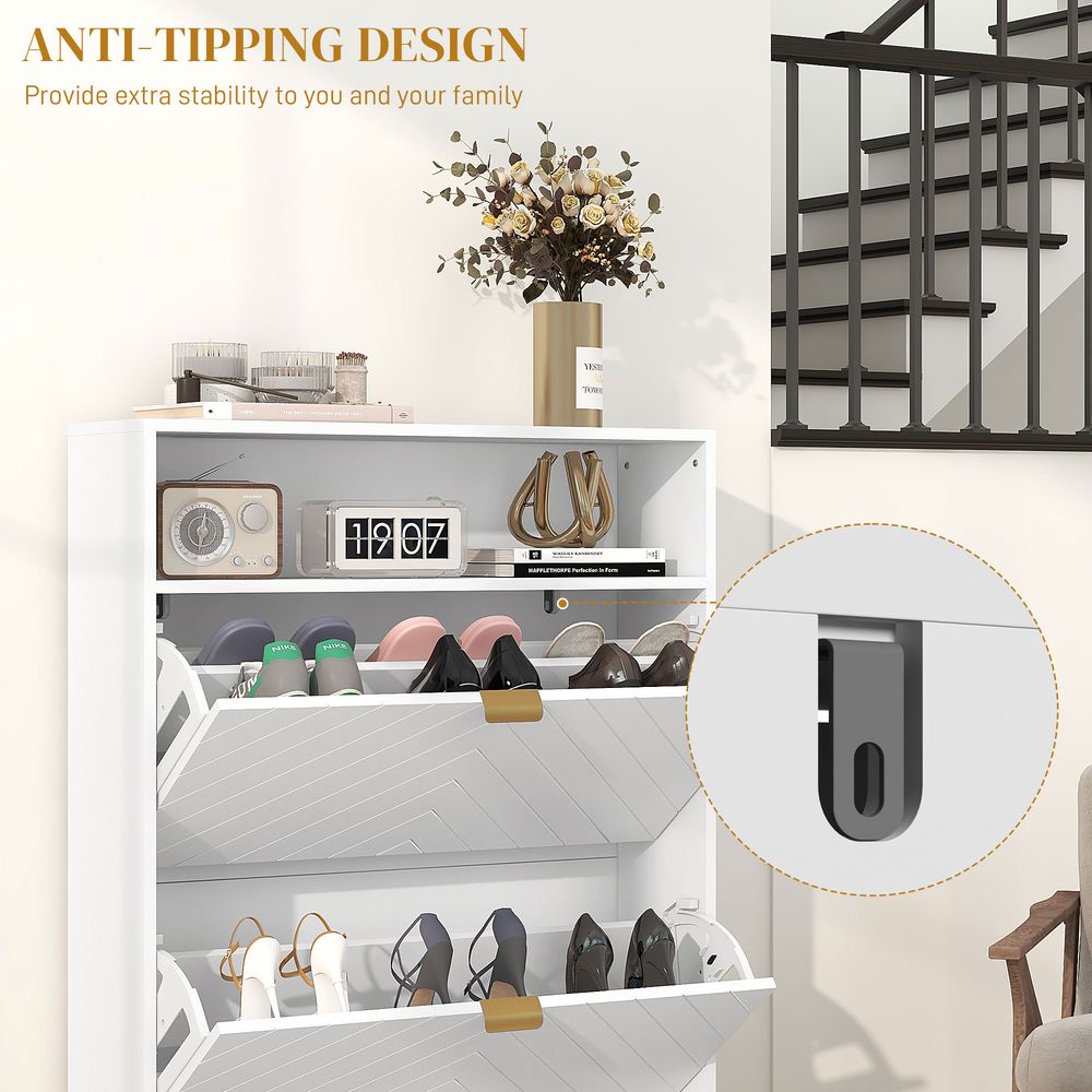 Shoe Storage Cabinet - 2 Flip Drawers - 12 Pairs Capacity - Dust-Free & Durable