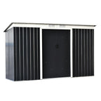 9ft x 4ft Metal Garden Shed, Outdoor Tool House with Foundation Kit, Ventilations and Double Doors, Dark Grey