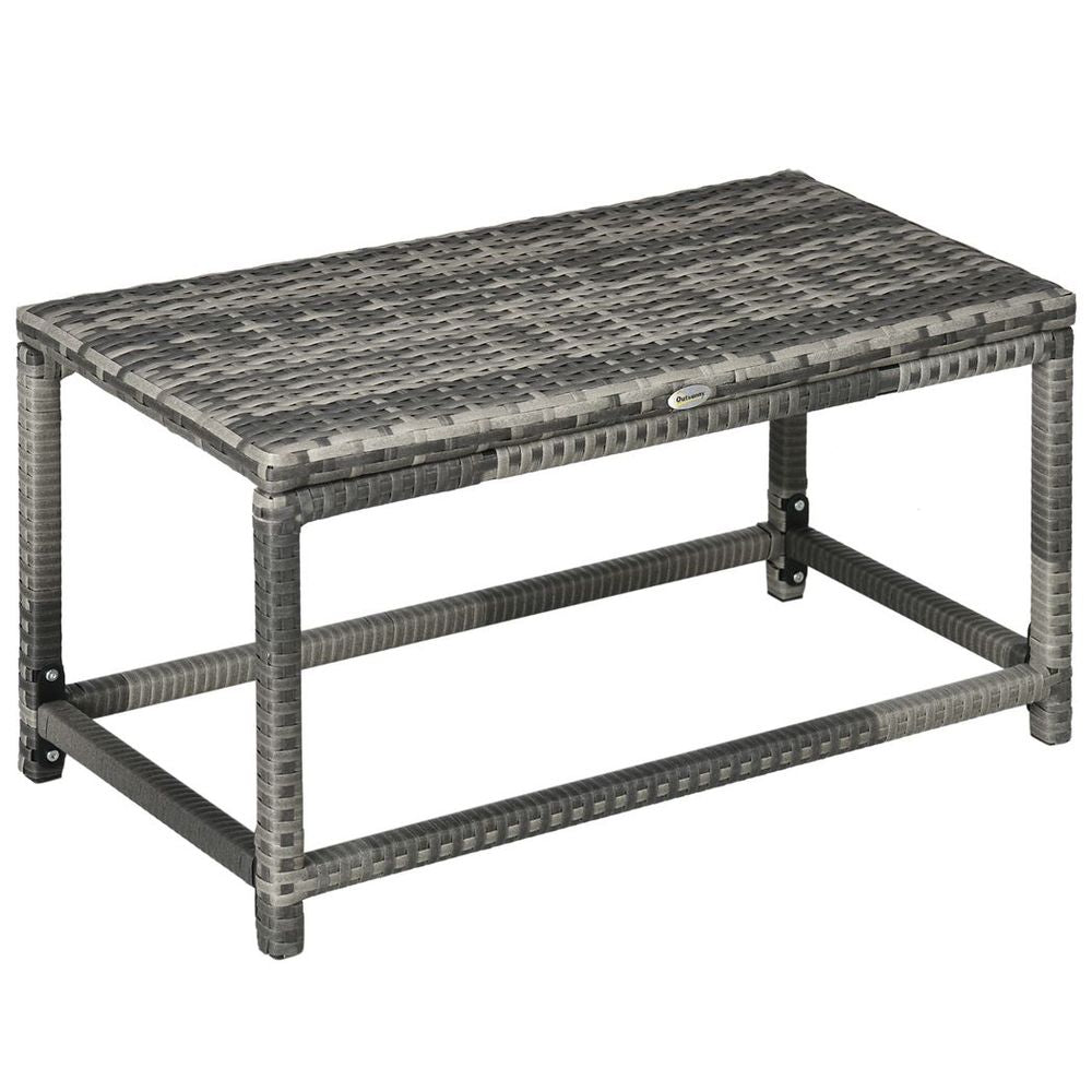 Grey Outdoor Coffee Table - Durable Rattan Top, Sturdy Steel Frame, Spacious Design, Easy Assembly