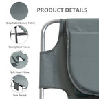 Portable Adjustable Beach Chaise Lounge with Face Cavity - Grey