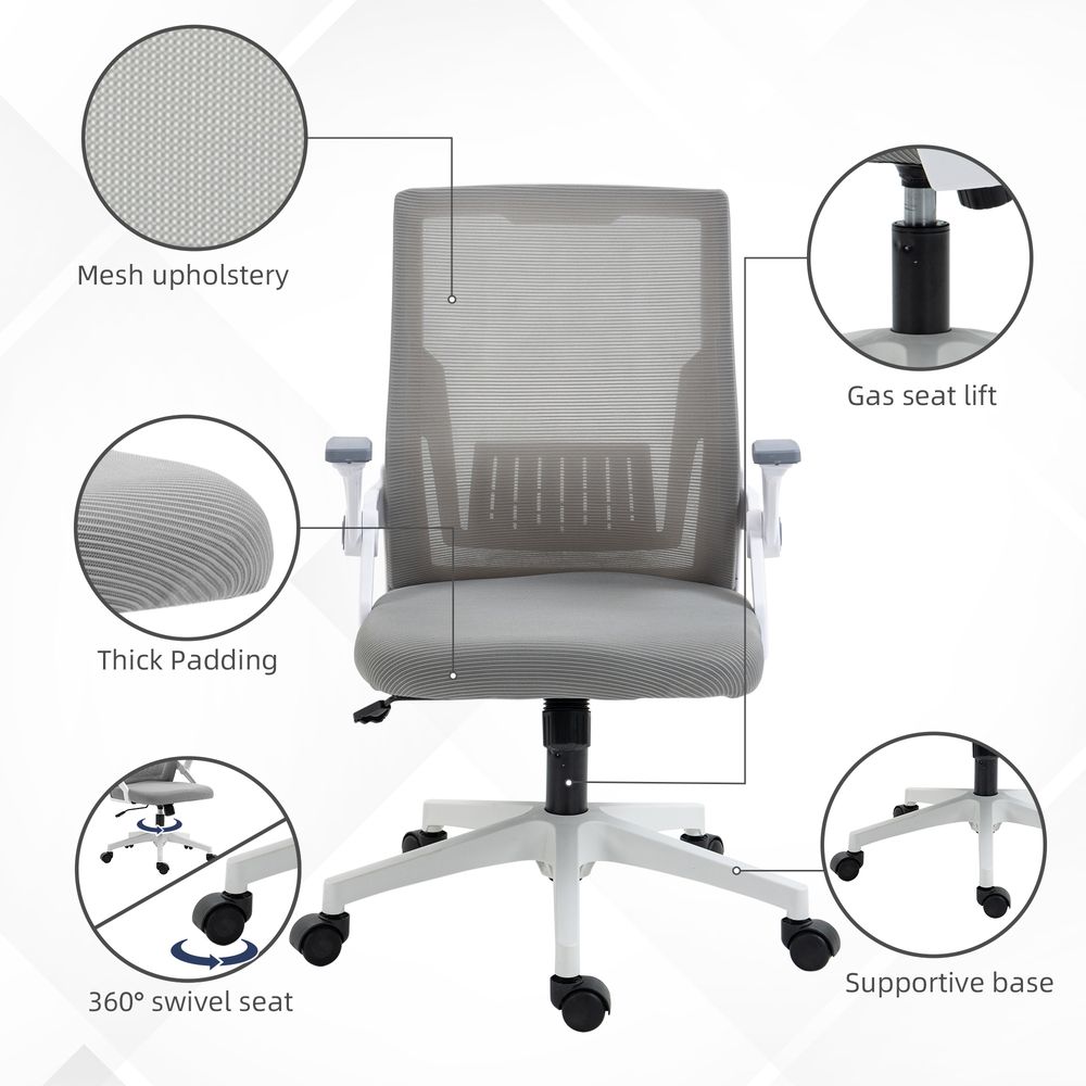 Mesh Office Chair for Home with Lumbar Support, Flip-up Arm, Wheels