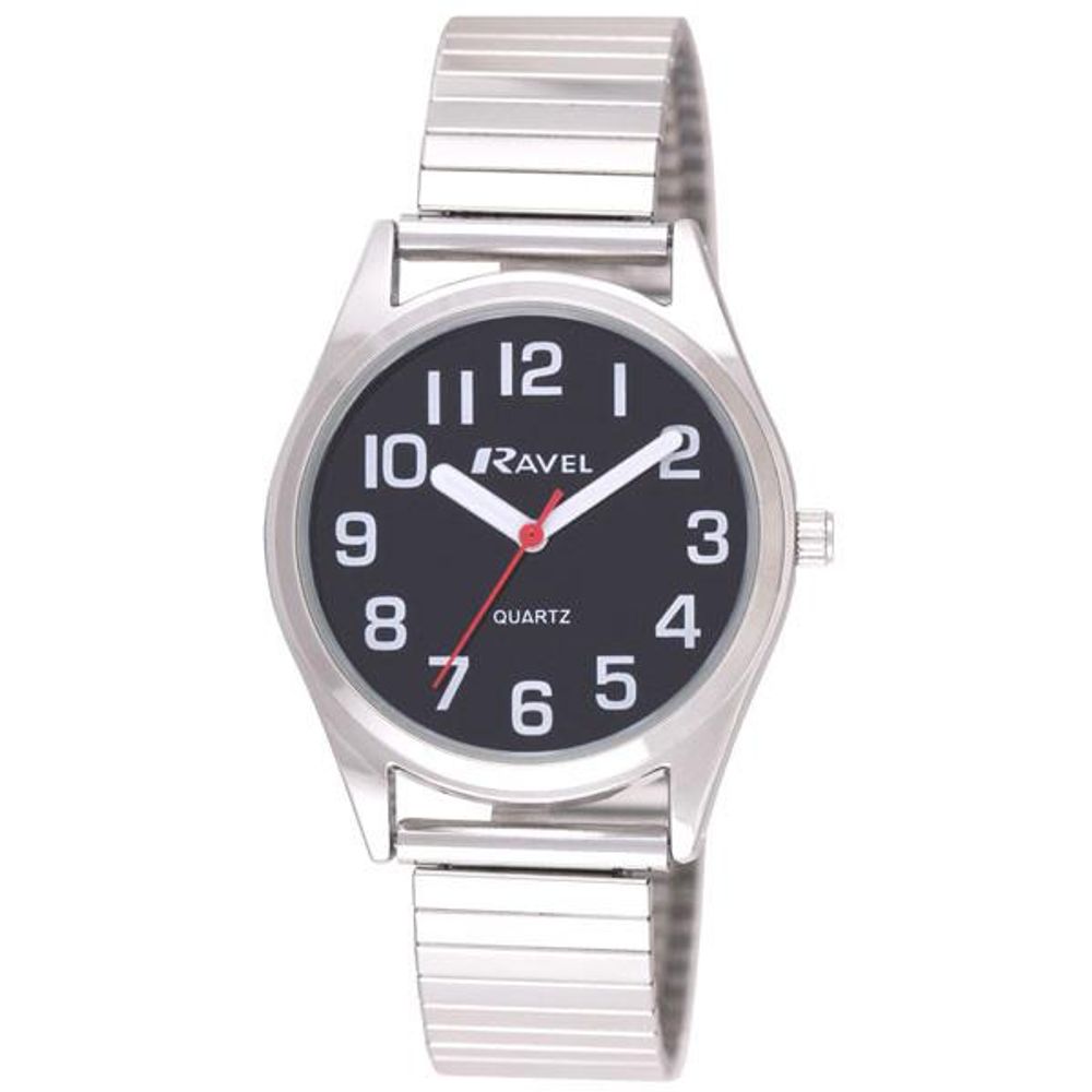 Ladies Classic Super Bold Easy Read Expander Bracelet Black/Silver Watch
