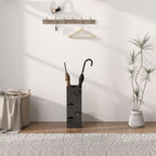 Decorative Umbrella Holder w/ Drip Tray 4 Hooks for Entryway Black