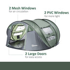 4-5 Person Dome Camping Tent - Pop-Up Design - 4 Windows - Quality & Professional