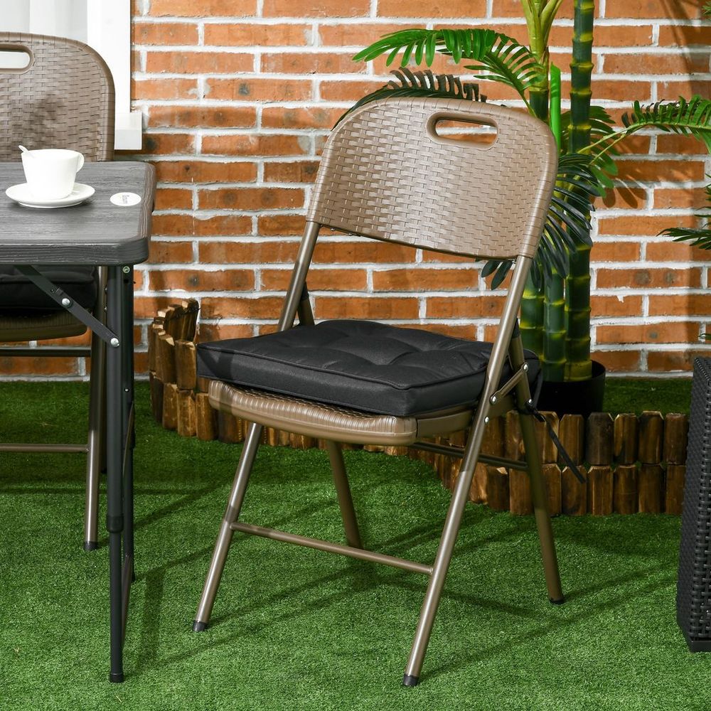 Black Replacement Garden Seat Cushion - 40 x 40cm - Ties - Dining Chair Pad