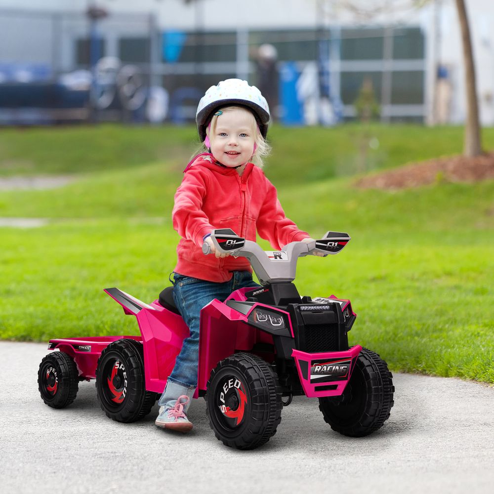 Pink Electric Quad Bike for 18-36 Months with Trailer - and Easy Assembly