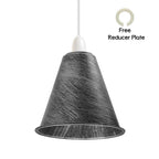 3 Pack Vintage Retro Industrial Metal Brushed Silver Cone Shape 18cm Shade Easy Fit