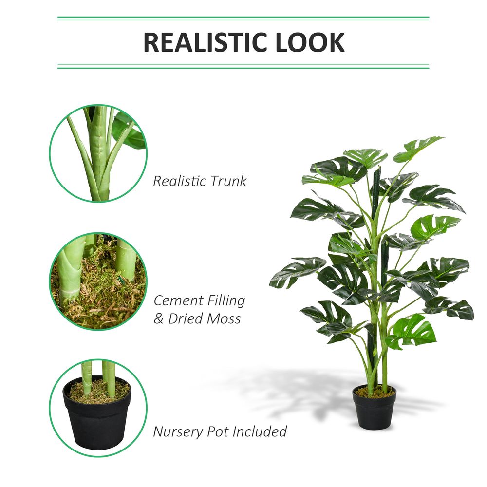 Artificial Monstera Tree 21 Leaves Palm Tree for Indoor Outdoor 1m