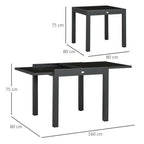 Extendable Outdoor Dining Table Patio Table with Aluminium Frame Black