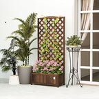 Garden Wooden Planter Box with Trellis Flower Raised Bed Dark Brown