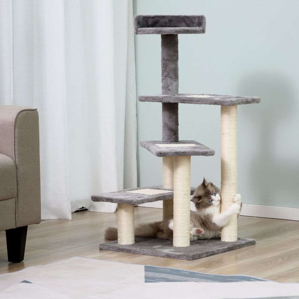 Cat Activity Center - Multi-level Climbing Tower with Scratching Post and Plush Material