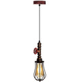 Vintage Industrial Rustic Red Pendant Light Steampunk Pipe Light Balloon Cage Lamp Hanging Indoor Light With Bulb
