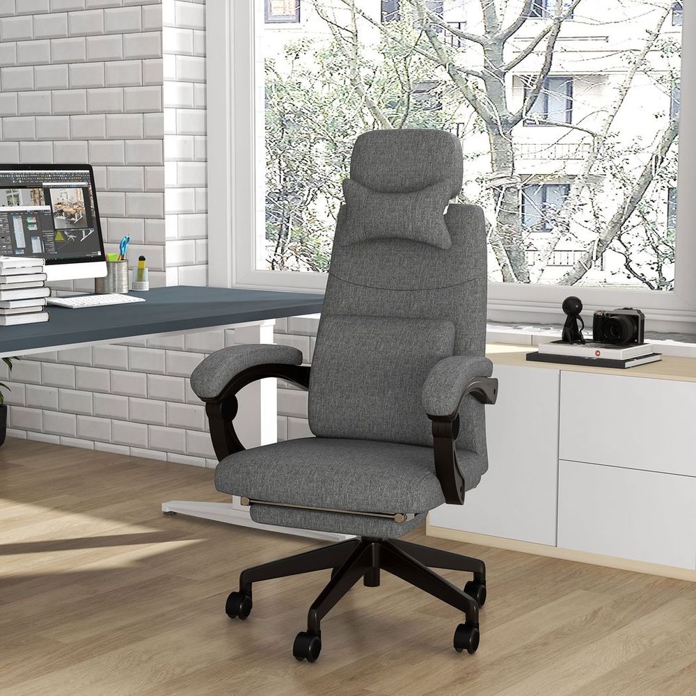 Home Office Chair Reclining Computer Chair w/ Lumbar Support Dark Grey