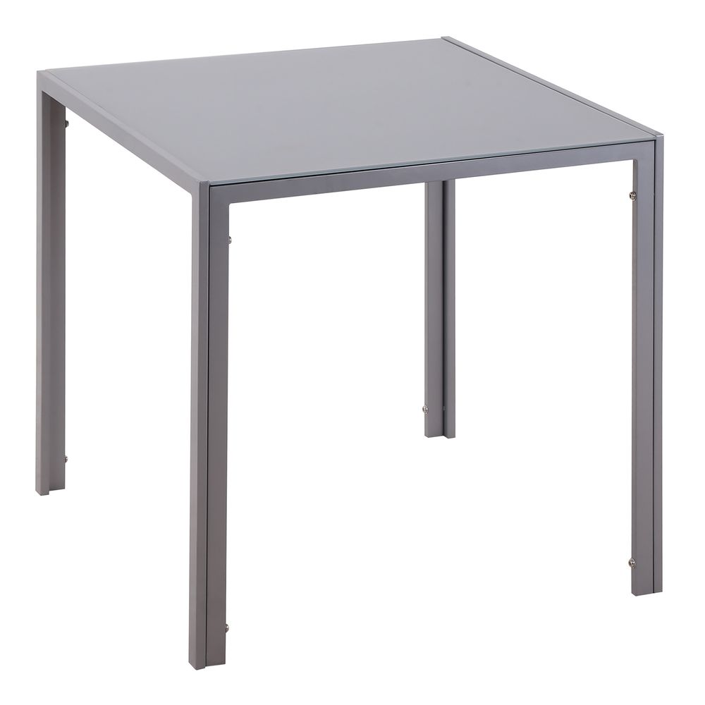 Modern Square Dining Table, Seats 4, with Glass Top & Metal Legs for Dining Room, Living Room, Greyare Design with Tempered Glass & Metal Legs