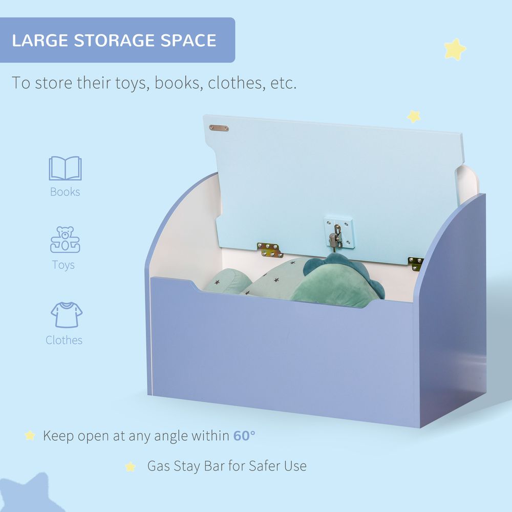 Kids Wooden Toy Box Children Storage Chest Bench Organiser Safety Hinge Bedroom Playroom Furniture Blue