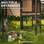 Rabbit Hutch Outdoor with Steel Run Removable Plastic Tray Natural