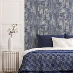 Stone Textured Navy/Silver Wallpaper 12 ft - Attention to Detail