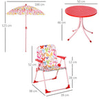 Kids Outdoor Bistro Table and Chair Set Butterfly Pattern Garden Patio Backyard with Removable & Height Adjustable Parasol