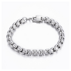 Mens Silver Box Chain Bracelet - Ideal Birthday or Christmas Gift