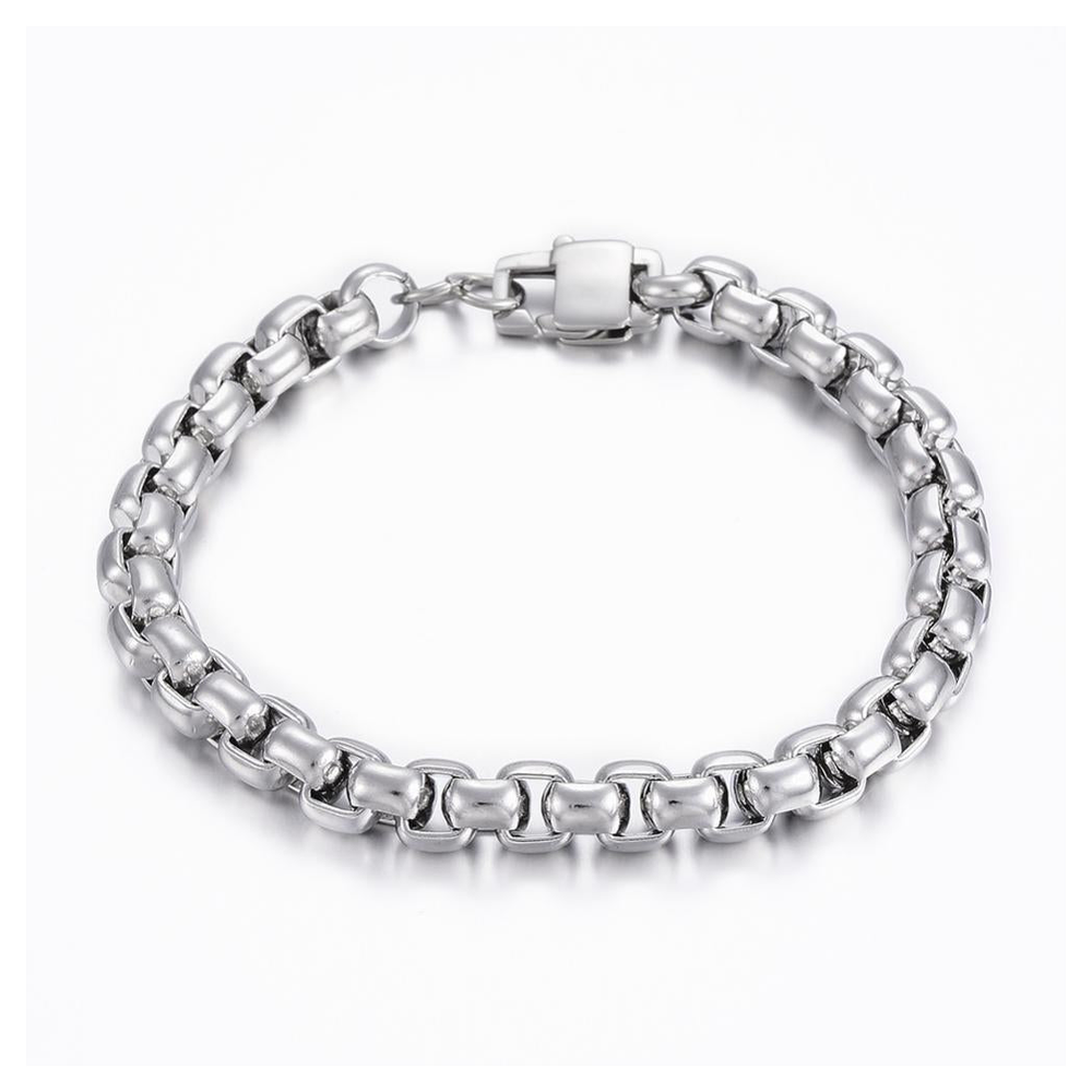 Mens Silver Box Chain Bracelet - Ideal Birthday or Christmas Gift