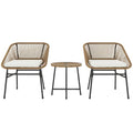 Rattan Bistro Set, Small Balcony Furniture with Cushion, Light Grey