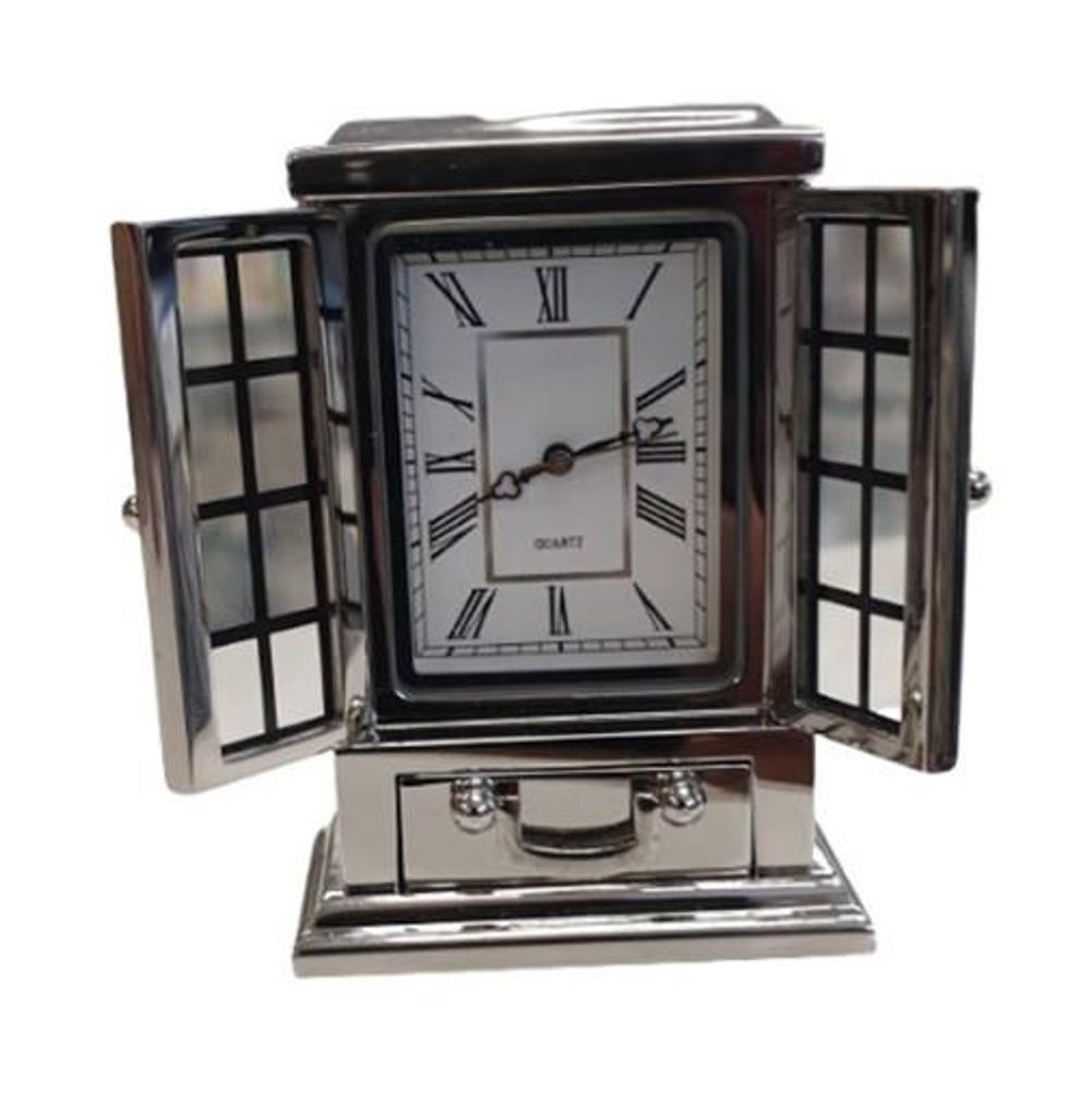 Silver Plated Solid Brass Mini Clock - Elegant Timepiece for Home Decor -!