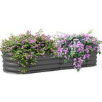 Galvanised Raised Garden Bed with Safety Edging - Dark Grey