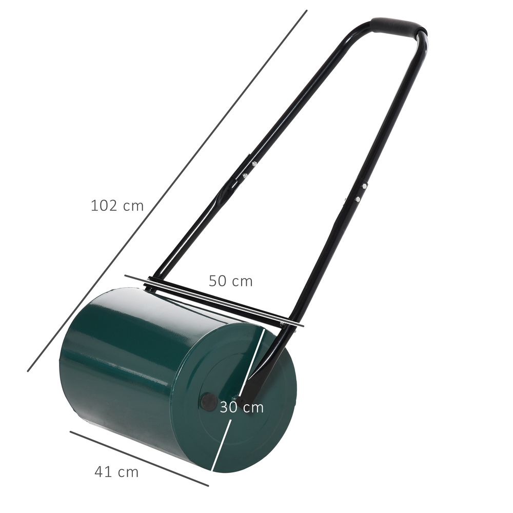 30cm Metal Lawn Roller-Deep Green - Flatten Your Garden with Ease