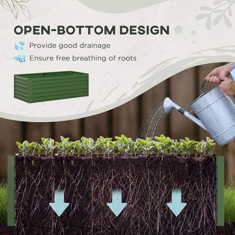Steel Raised Bed - Reinforced Rods - Green - Outdoor Garden Planter