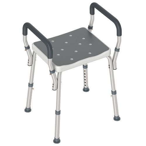 Rust-Free Aluminium Bath Chair with Adjustable Height, Grey