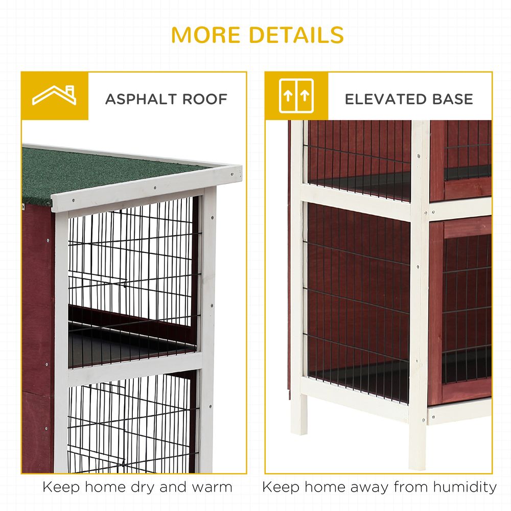 54" Two Floor Wooden Rabbit Hutch Small Pet Animal House Cage for Indoor and Outdoor