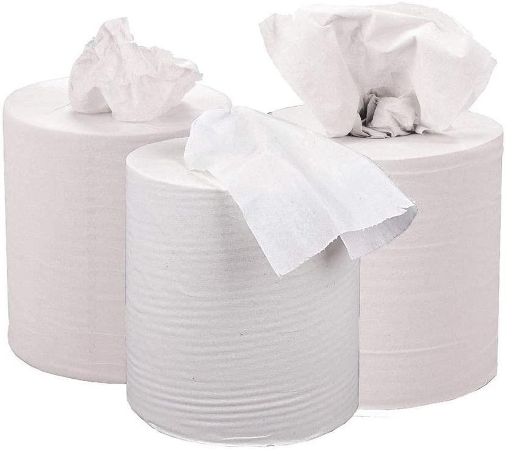 ASPECT Kitchen Rolls Centrefeed (6 Rolls, White) - 2 Ply Embossed Pattern Paper Towels - Strong and Absorbent Tissue Paper - UK Supplier - Wipe Away - for Commercial & Kitchen Use