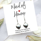 Maid of Honour Heart Earrings & Thank You Card Gift
