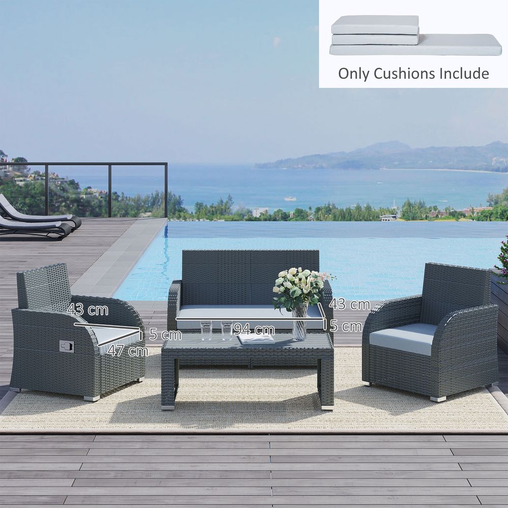 Rattan Seat Cushions- Set of 3, Grey- Enhance Your Outdoor Comfort
