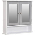Stylish Grey Wall-Mounted Mirror Cabinet with Double Mirrored Doors - Space-Saving