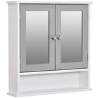 Stylish Grey Wall-Mounted Mirror Cabinet with Double Mirrored Doors - Space-Saving