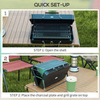 Portable BBQ Grill - Compact Suitcase Design for Camping & Picnic, Black