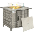 Gas Fire Pit Table - Rain Cover, Windscreen & Lava Stone - 50,000 BTU