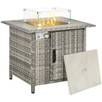 Gas Fire Pit Table - Rain Cover, Windscreen & Lava Stone - 50,000 BTU