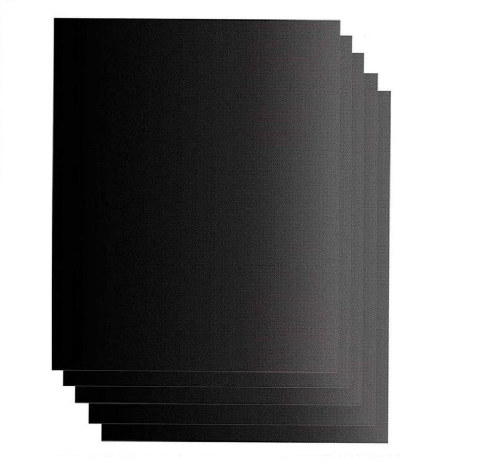 Non-Stick BBQ Grill Mat (40 x 33 cm) - Universal Barbeque Baking Oven Liners Reusable and Dishwasher Safe Indoor Outdoor BBQ Cooking Mats for Charcoal Electric Gas Grill Kitchen Ovens - Black