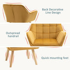 Luxe Velvet-Feel Accent Chair: Wide Arms, Slanted Back, Yellow