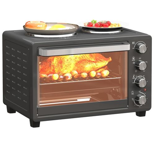 28L Countertop Toaster Oven with 2 Hot Plates, Grill, Roast, Bake