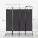 Steel Frame Folding Screen - Black, 4 Panels
