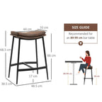 Breakfast Bar Stools Set of 2 Upholstered Barstools w/ Curved Seat Brown