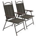 Folding Chairs - Armrests, Breathable Fabric, Dark Brown