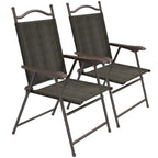 Folding Chairs - Armrests, Breathable Fabric, Dark Brown