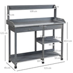Garden Potting Workstation Bench w/ Galvanized Metal Tabletop