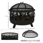 2-in-1 Outdoor Fire Pit & BBQ Cooker - 61.5cm Garden Heater